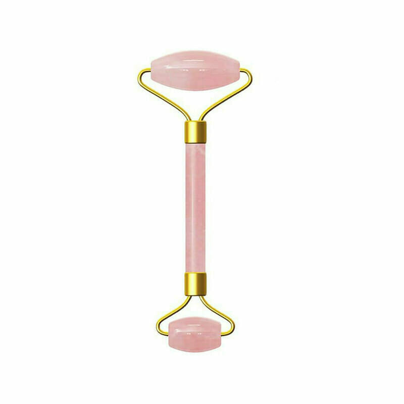 Rose Quartz Face Roller Straight Handle (1) rose quartz jade roller