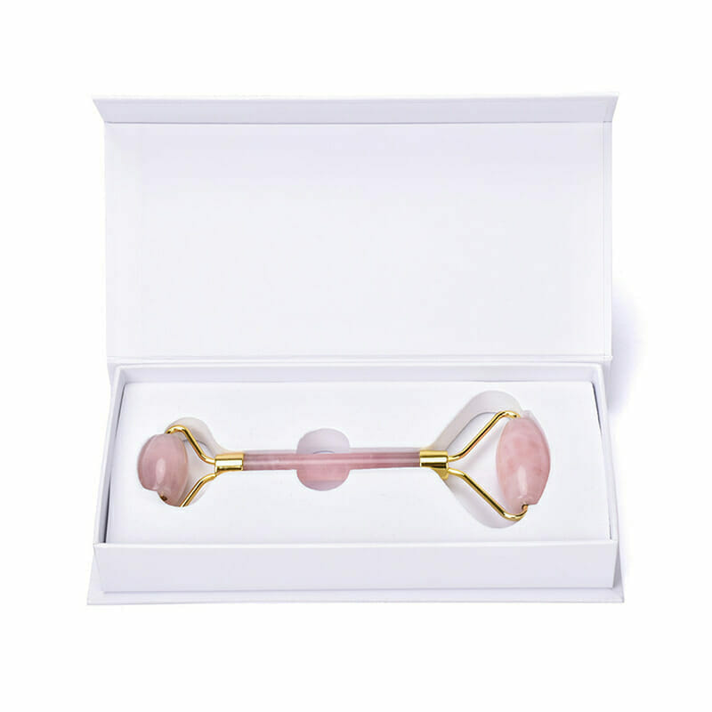 Rose Quartz Face Roller Straight Handle (4) rose quartz jade roller box