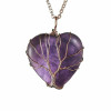 Amethyst wrapped heart tree pendant