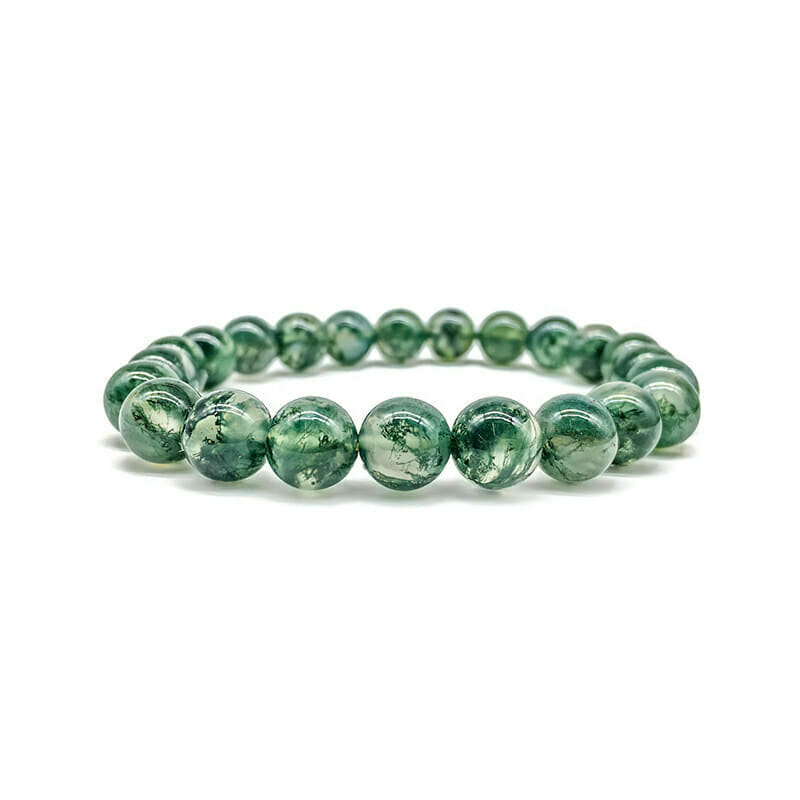 Moss Agate Beaded Bracelet (1) Moss Agate Beaded Bracelet