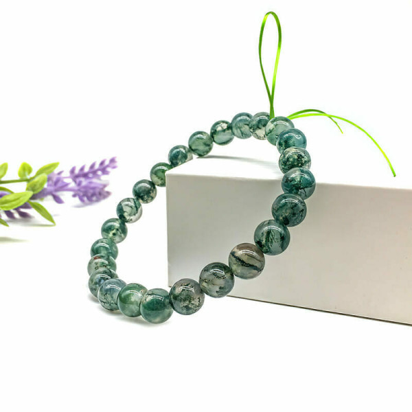 Moss Agate Beaded Bracelet (4) Moss Agate Beaded Bracelet