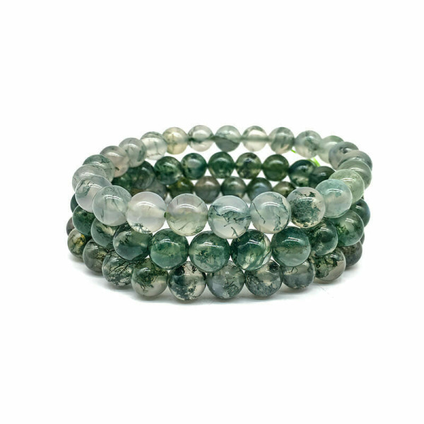 Moss Agate Beaded Bracelet (5) Moss Agate Beaded Bracelet